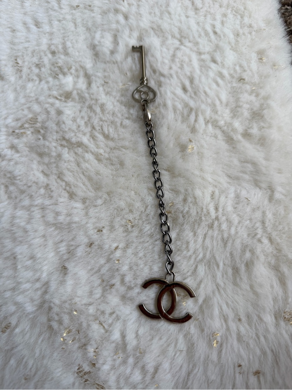 Chanel CC Keychain Silver